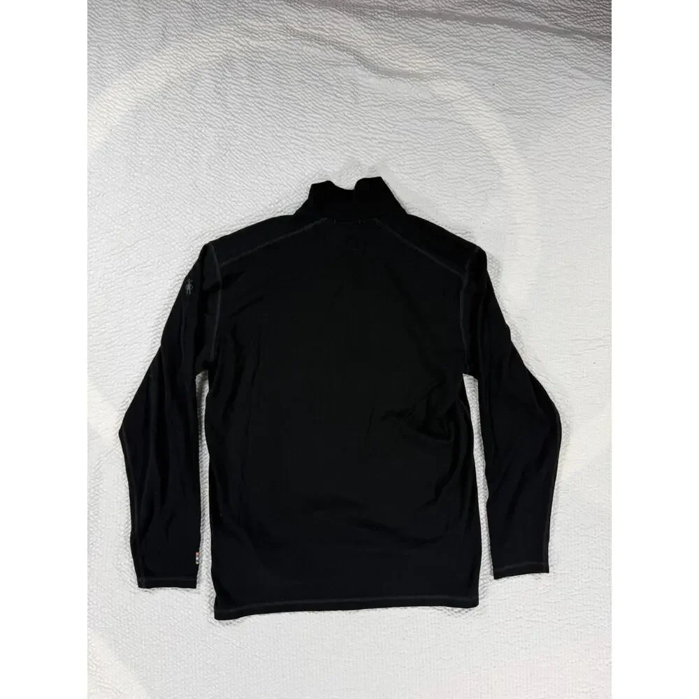Smartwool Sweater Mens Large Black Quarter Zip Wool Pullover Long Sleeve